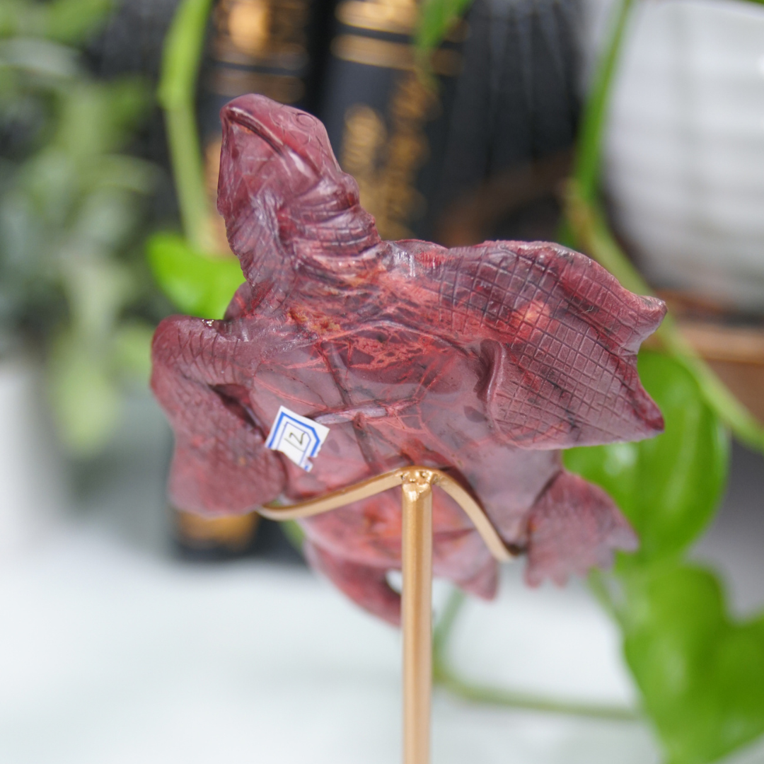 Mookaite Sea Turtle Boutique Carving (with Stand)