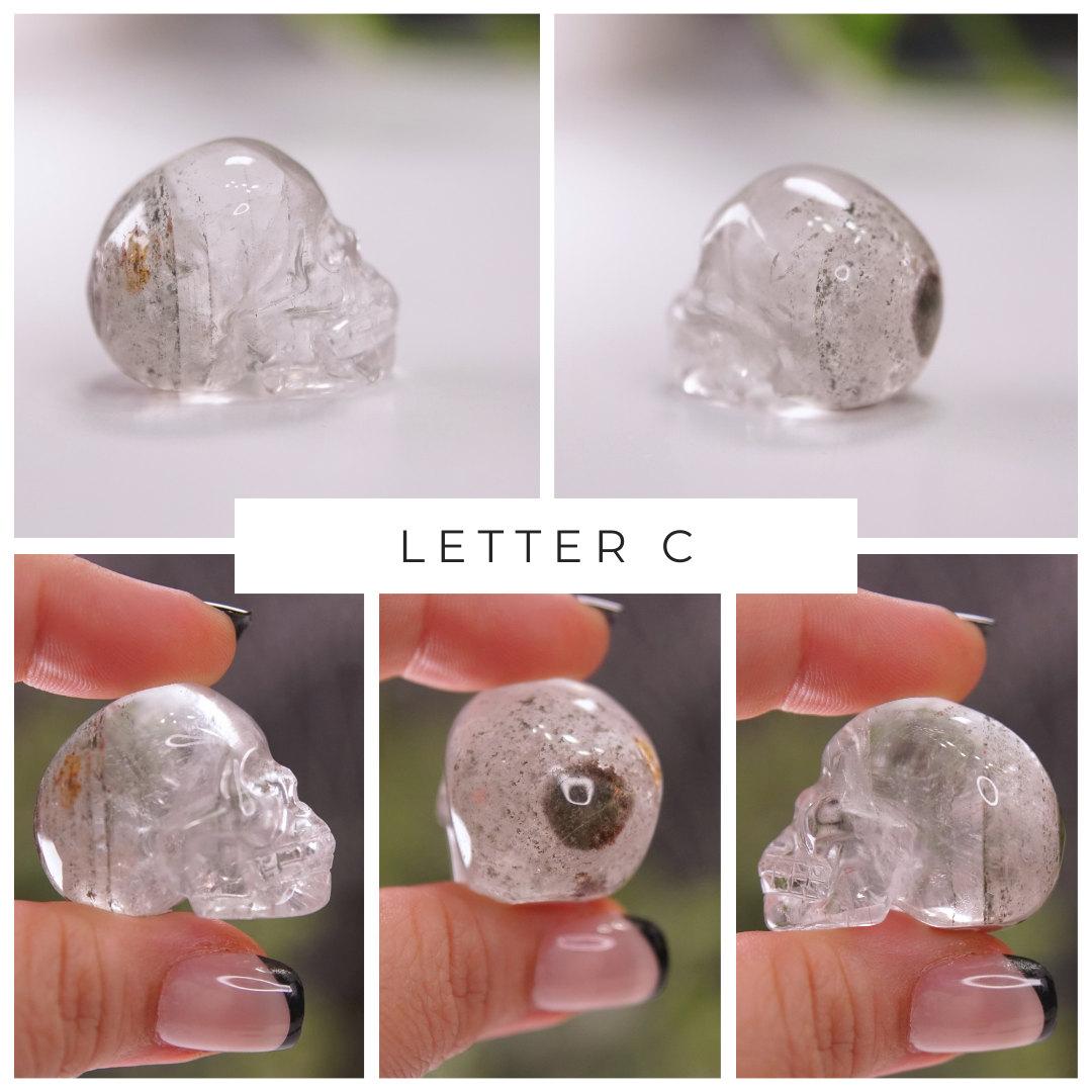 Garden Quartz Skulls Lodolite With Inclusions Crystal Carving (Mini)