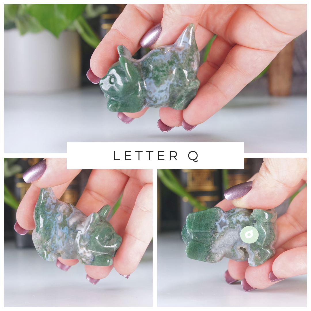 Moss Agate Small Cat Carving | Pick Your Favorite