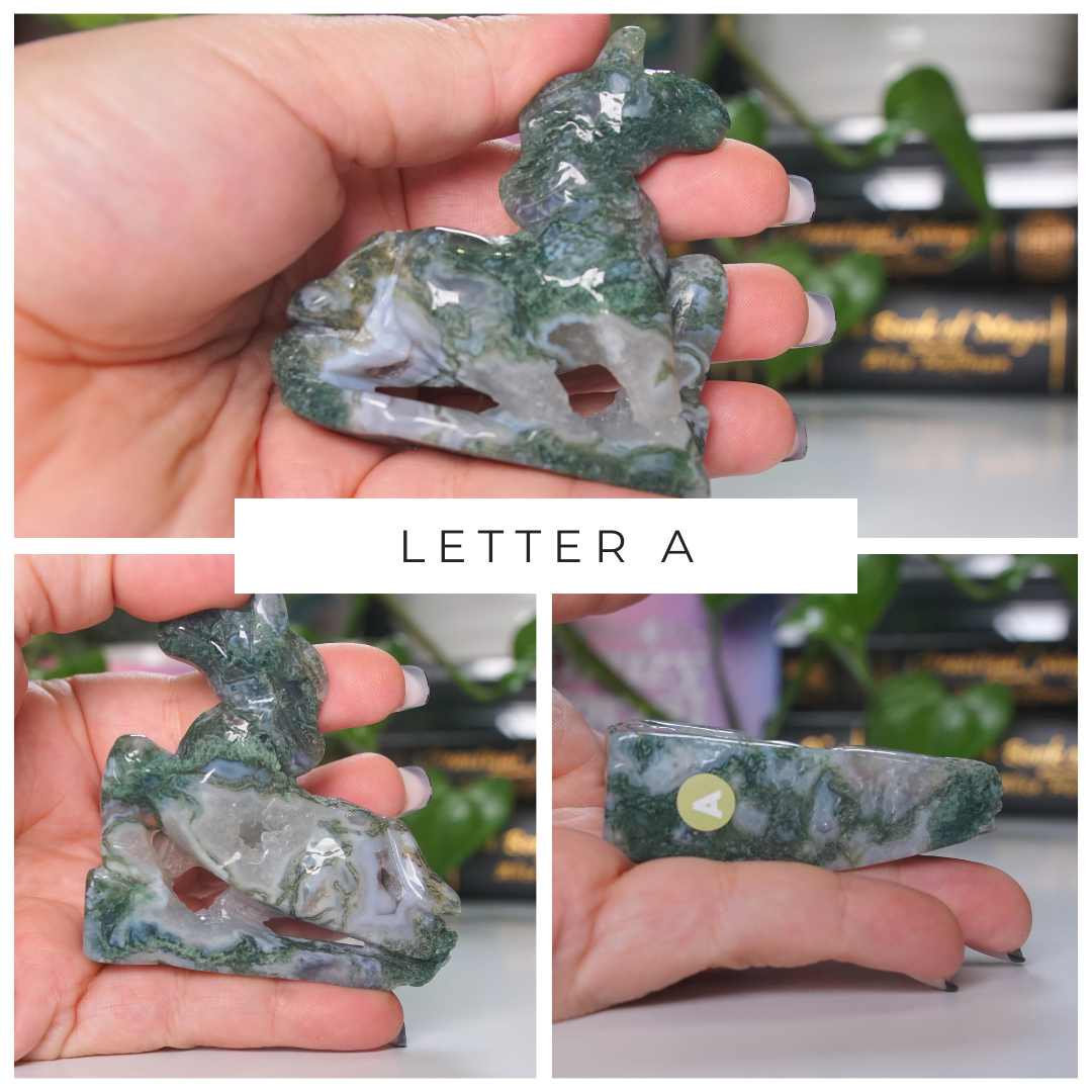 Moss Agate Small Horse Carving | Pick Your Favorite