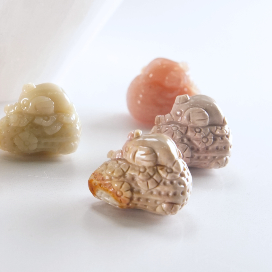 MINI Alashan Agate Sleepy Elephant On Peanut Carving | Intuitively Chosen