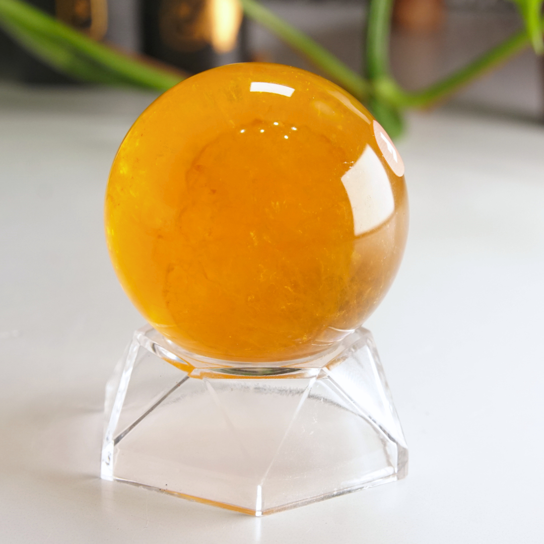 Yellow Fluorite With Mica Sphere | High Quality Glassy Fluorite (F)