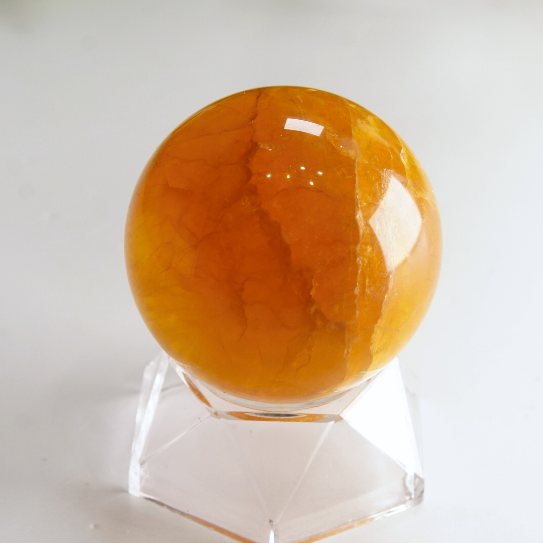 Yellow Fluorite With Mica Sphere | High Quality Glassy Fluorite (E)