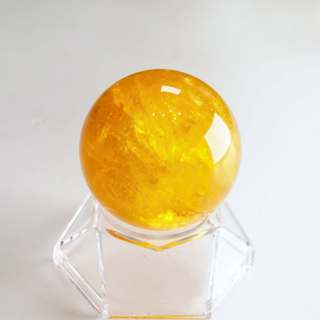 Yellow Fluorite With Mica Sphere | High Quality Glassy Fluorite (C)