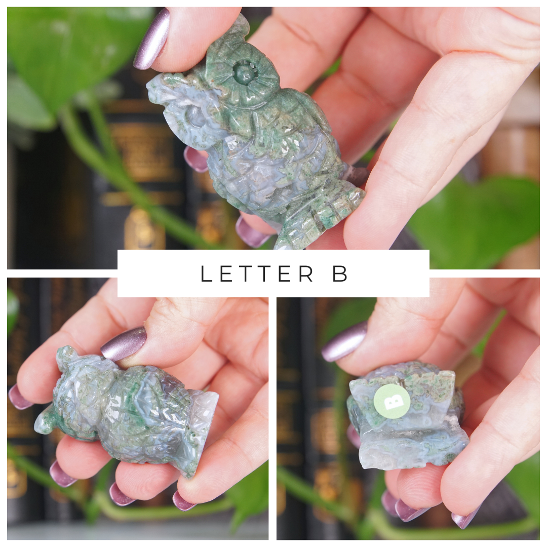 Moss Agate Small Owl Carving | Pick Your Favorite