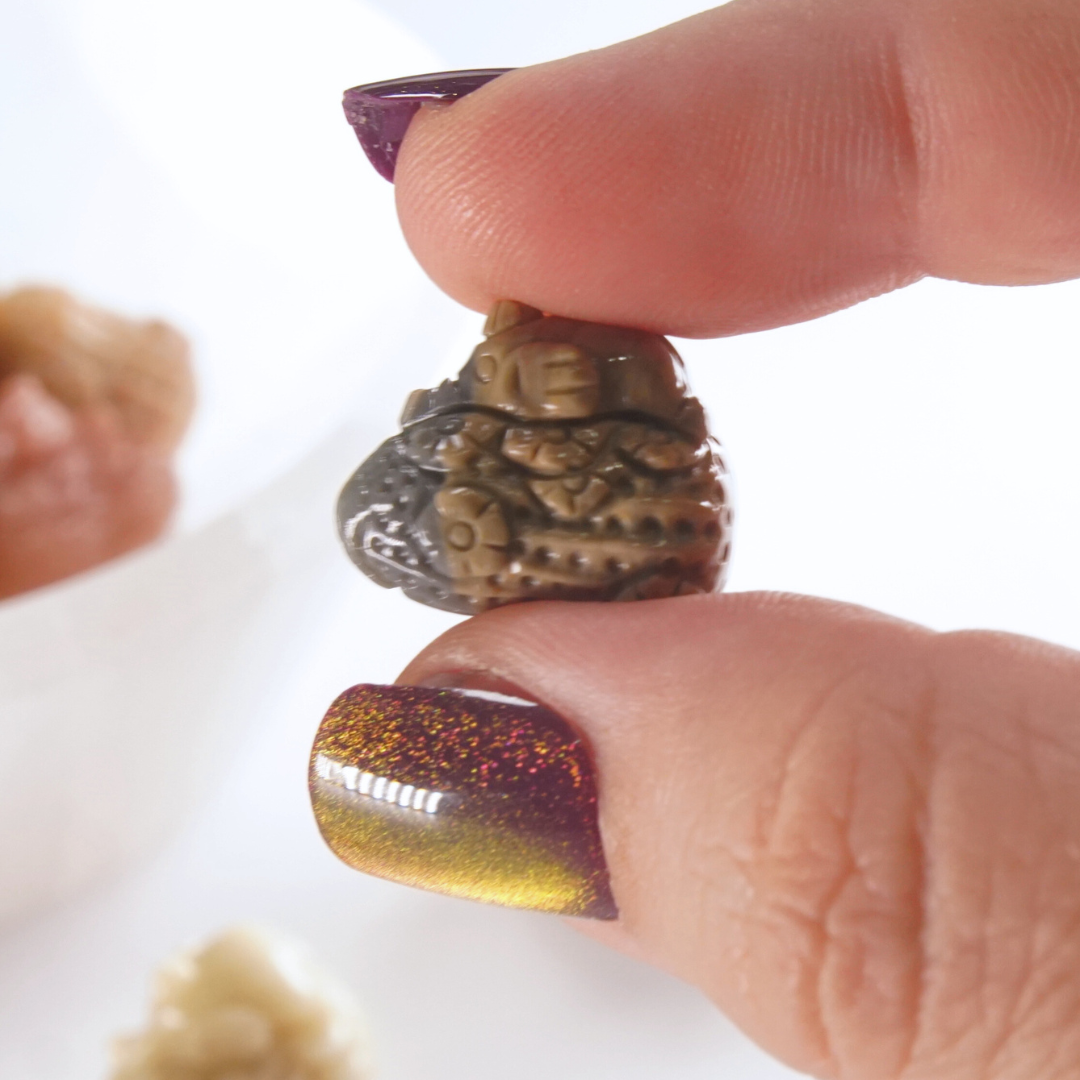 MINI Alashan Agate Sleepy Elephant On Peanut Carving | Intuitively Chosen