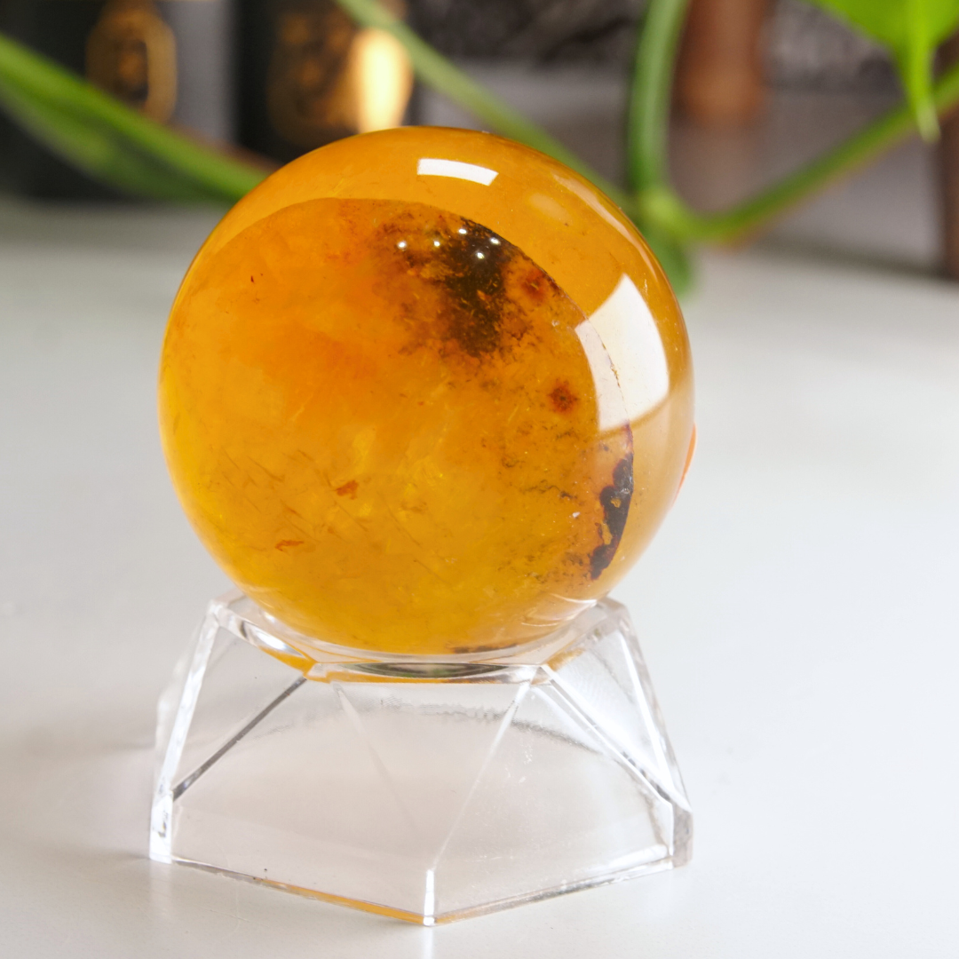 Yellow Fluorite With Mica Sphere | High Quality Glassy Fluorite (F)