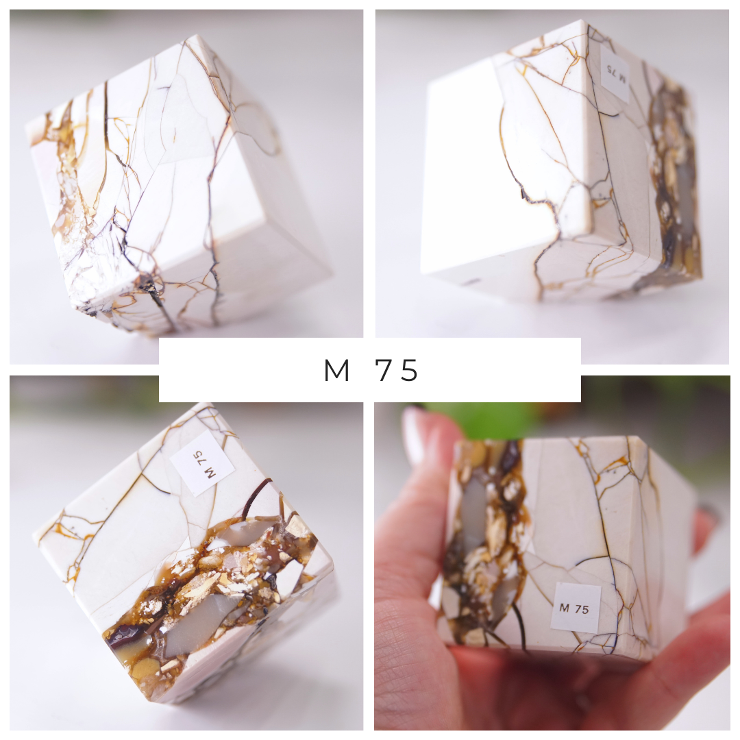 Eggshell Cream And White With Hematite Mookaite Cubes | Pick Your Favorite