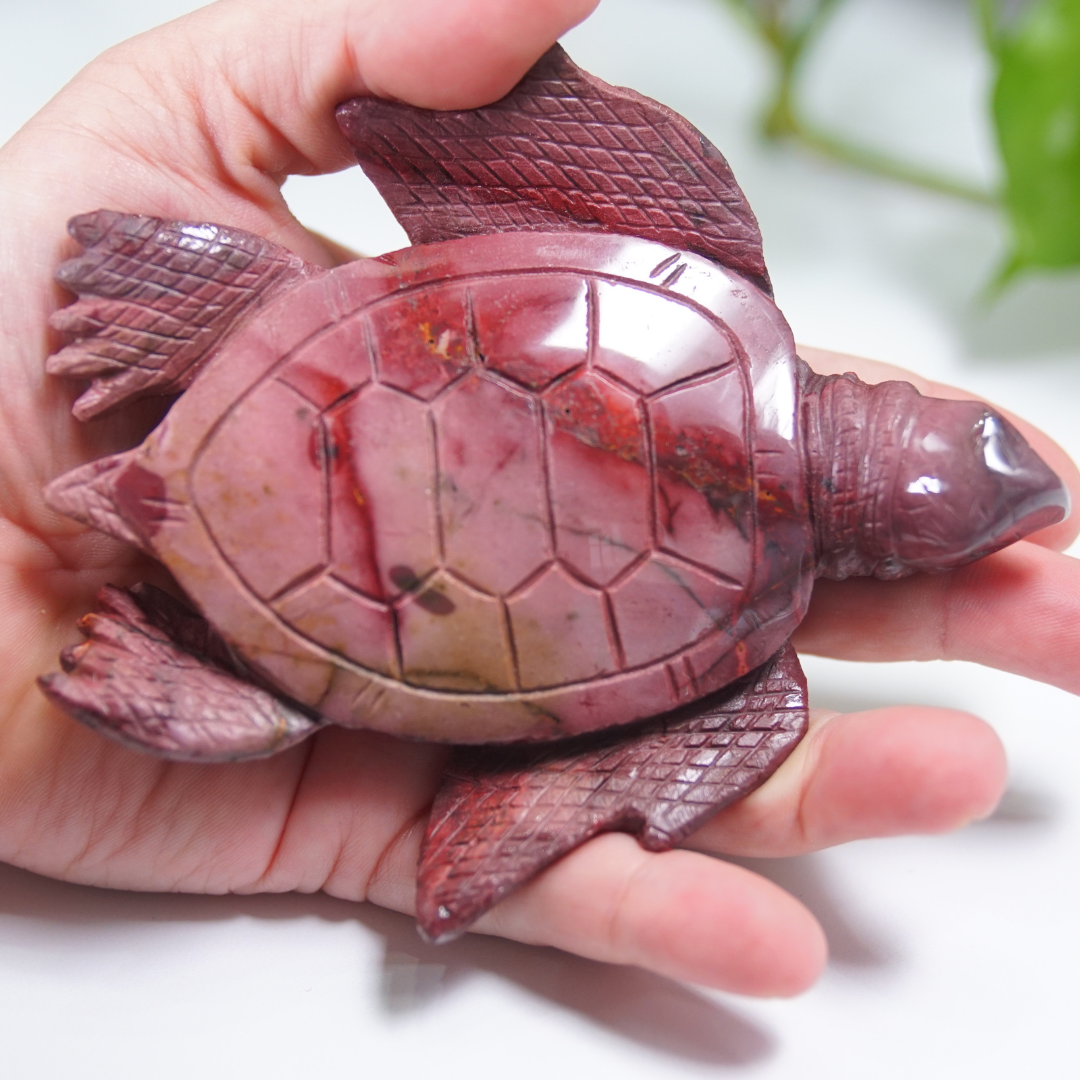 Mookaite Sea Turtle Boutique Carving (with Stand)