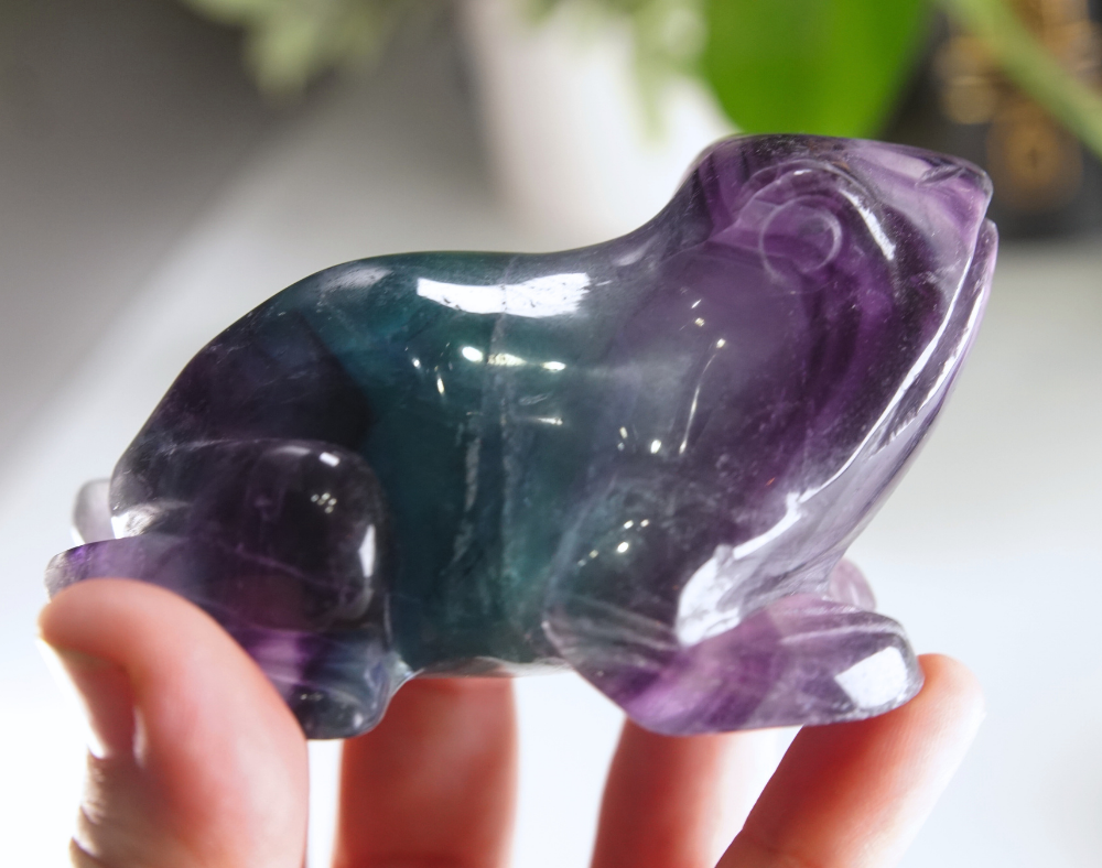 Rainbow Fluorite Frog Carving | Pick Your Favorite