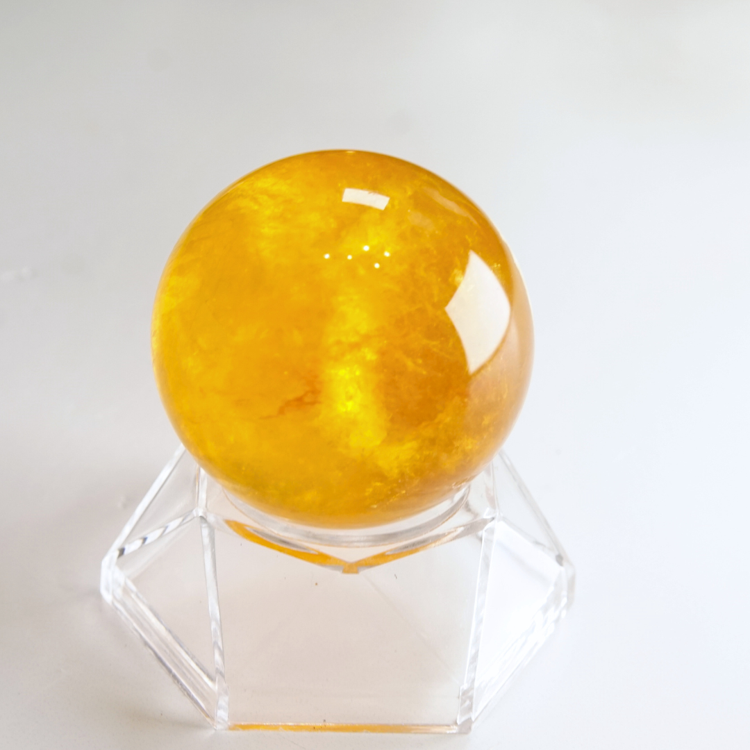 Yellow Fluorite With Mica Sphere | High Quality Glassy Fluorite (C)