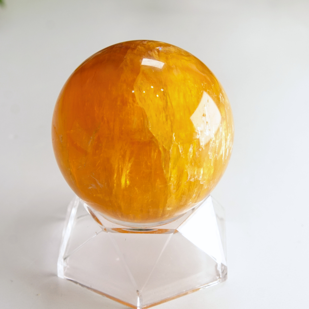Yellow Fluorite With Mica Sphere | High Quality Glassy Fluorite (E)