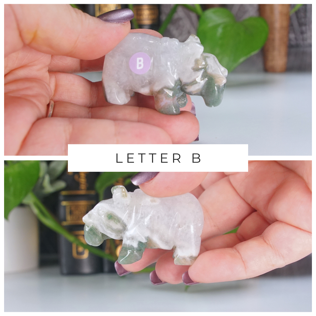 Moss Agate Small Hippo Carving | Pick Your Favorite