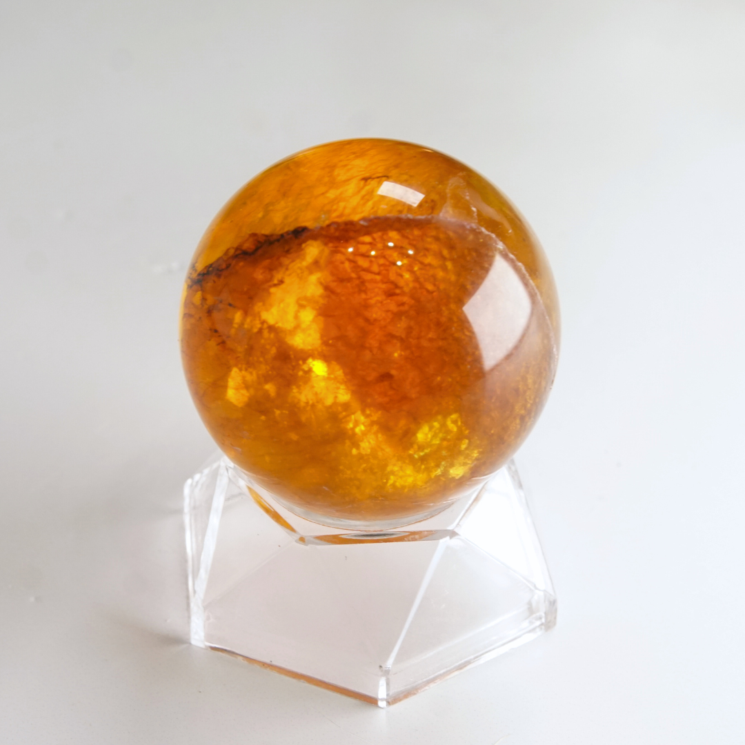 Yellow Fluorite With Mica Sphere | High Quality Glassy Fluorite (A)