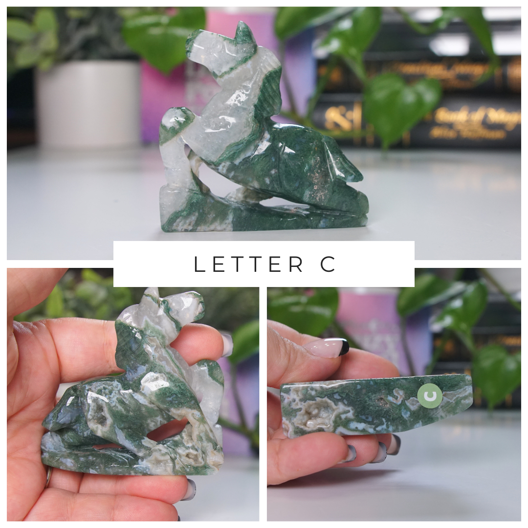 Moss Agate Small Horse Carving | Pick Your Favorite