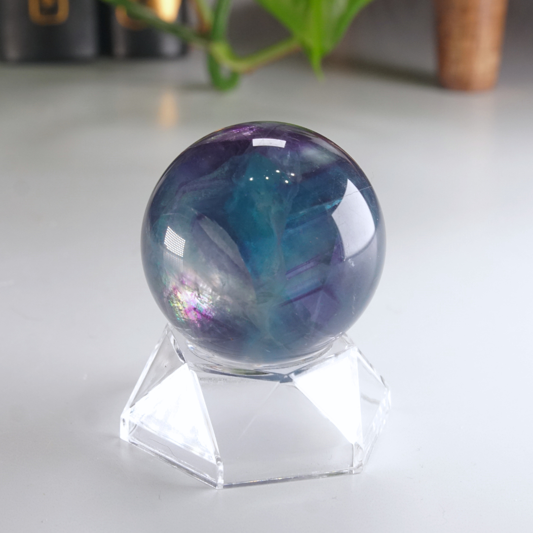 Rainbow Fluorite Sphere | High Quality Glassy Fluorite Sphere (B)