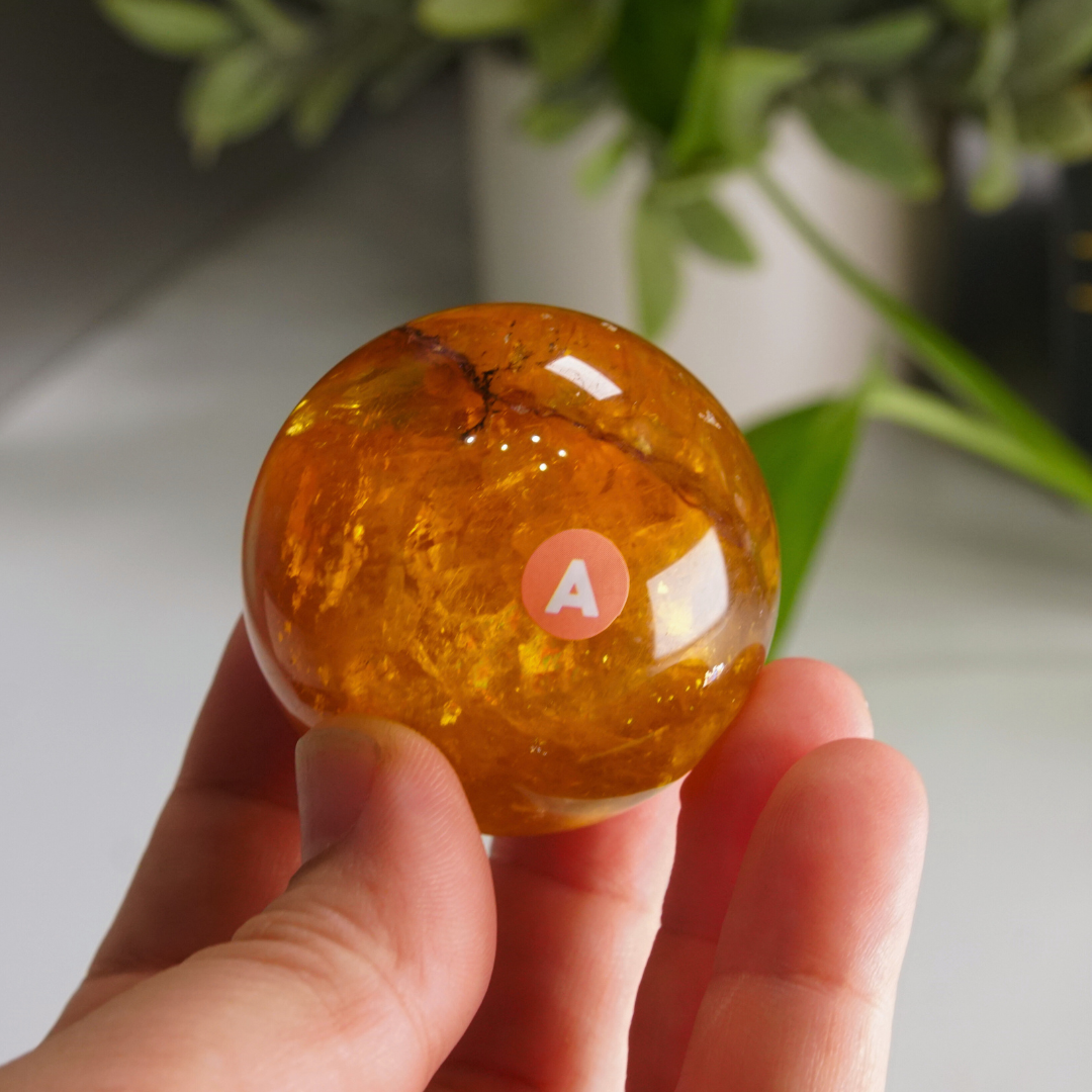 Yellow Fluorite With Mica Sphere | High Quality Glassy Fluorite (A)