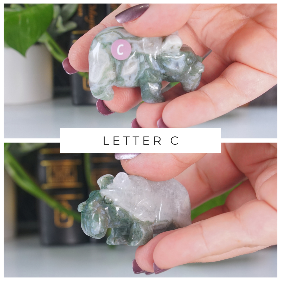 Moss Agate Small Hippo Carving | Pick Your Favorite
