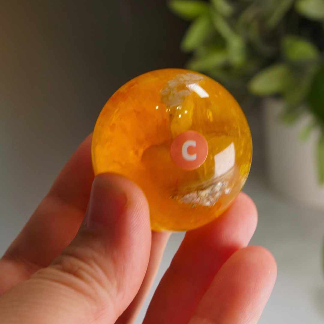 Yellow Fluorite With Mica Sphere | High Quality Glassy Fluorite (C)