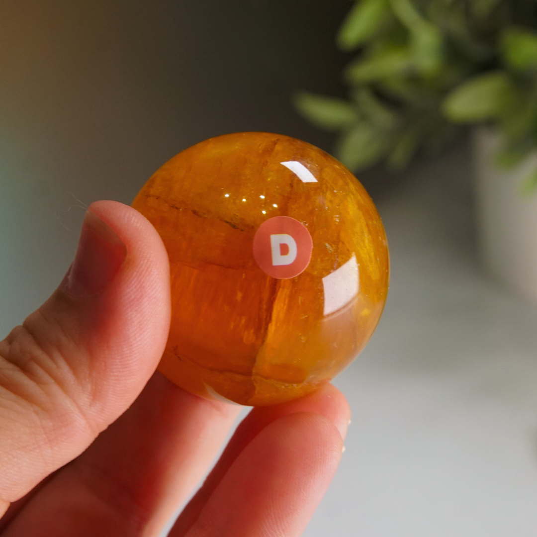 Yellow Fluorite With Mica Sphere | High Quality Glassy Fluorite (D)
