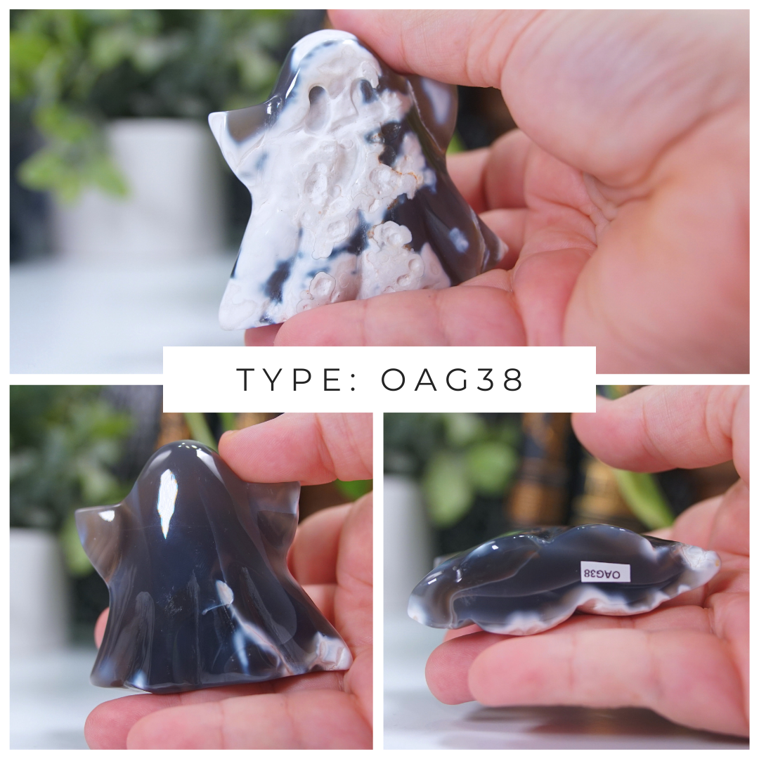 Orca Agate Blue Grey Ghost Carvings