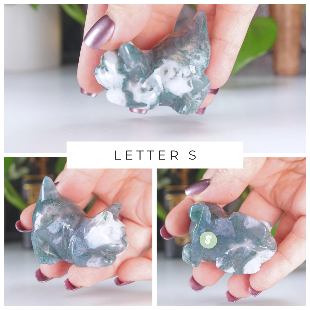 Moss Agate Small Cat Carving | Pick Your Favorite