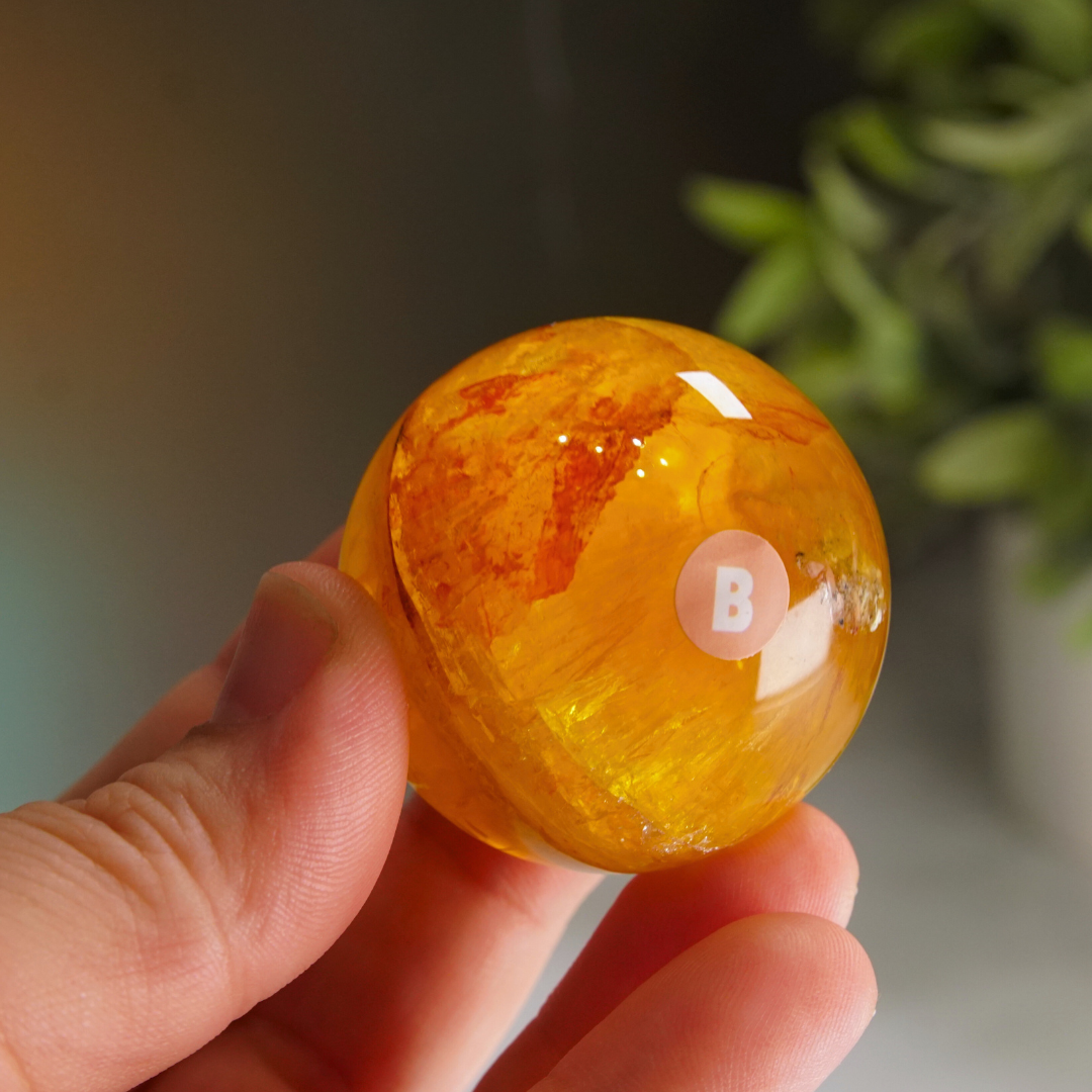 Yellow Fluorite With Mica Sphere | High Quality Glassy Fluorite (B)