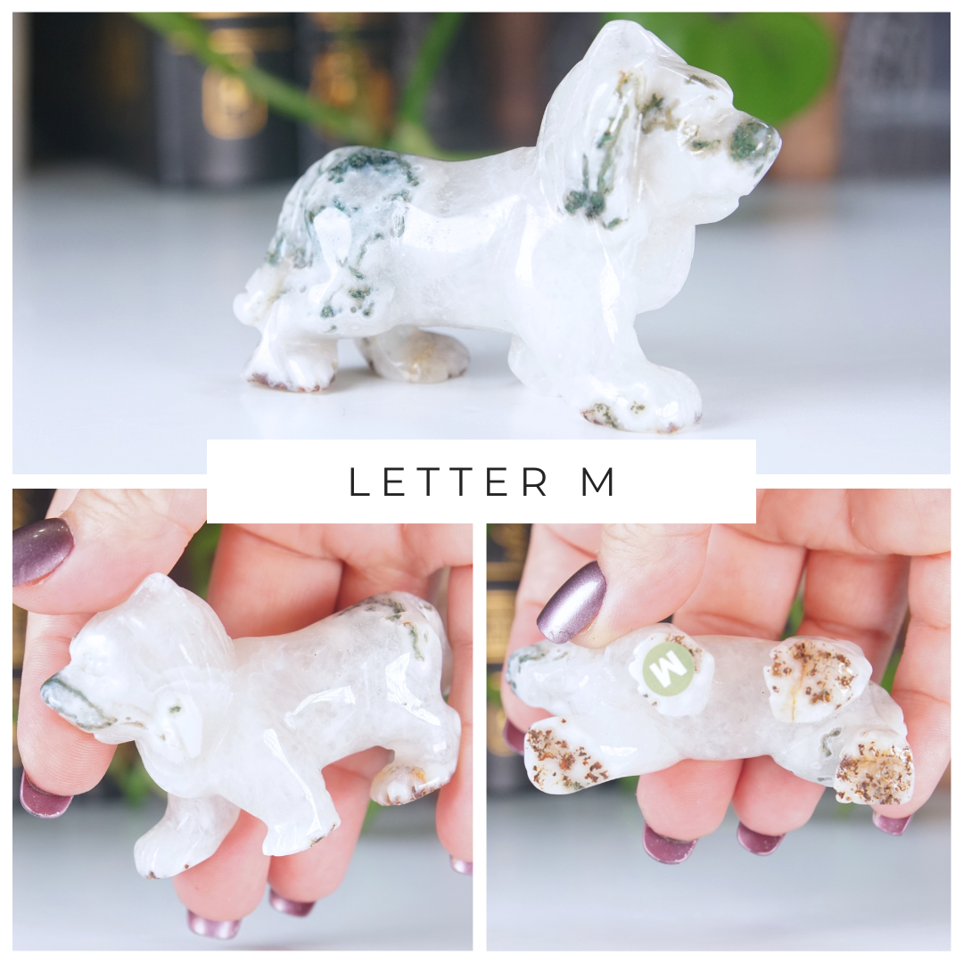 Moss Agate Small Wolf Carving | Pick Your Favorite