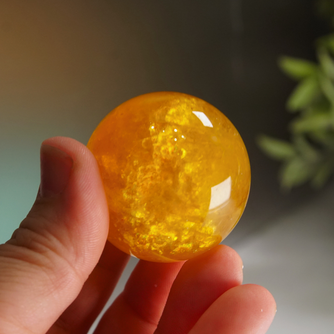 Yellow Fluorite With Mica Sphere | High Quality Glassy Fluorite (C)