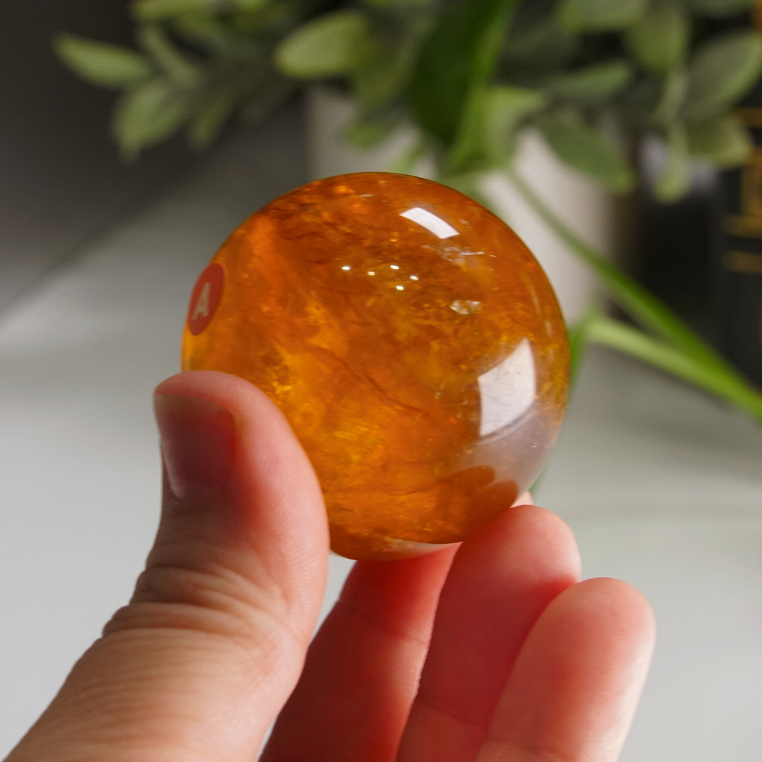 Yellow Fluorite With Mica Sphere | High Quality Glassy Fluorite (A)