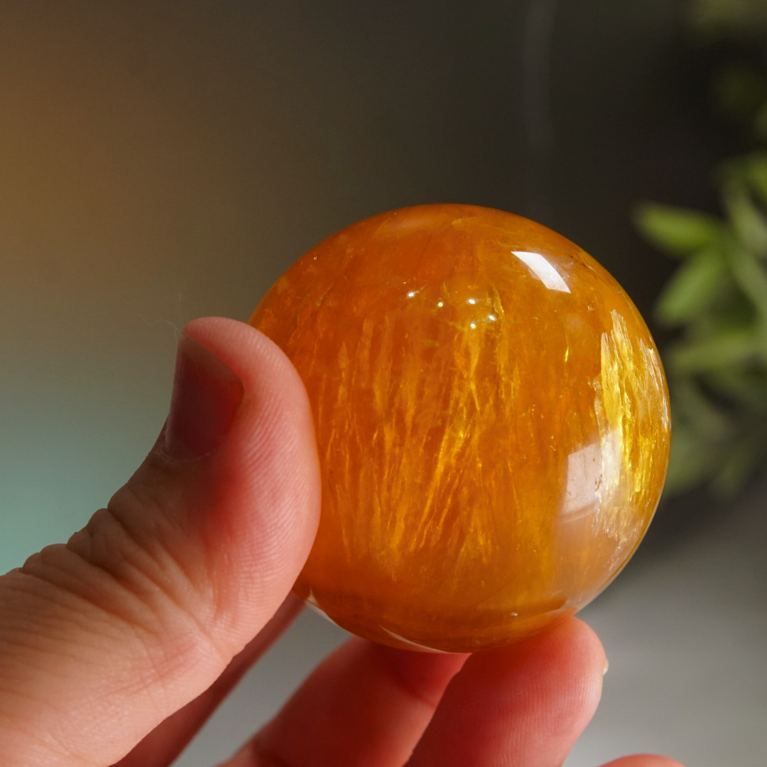 Yellow Fluorite With Mica Sphere | High Quality Glassy Fluorite (E)