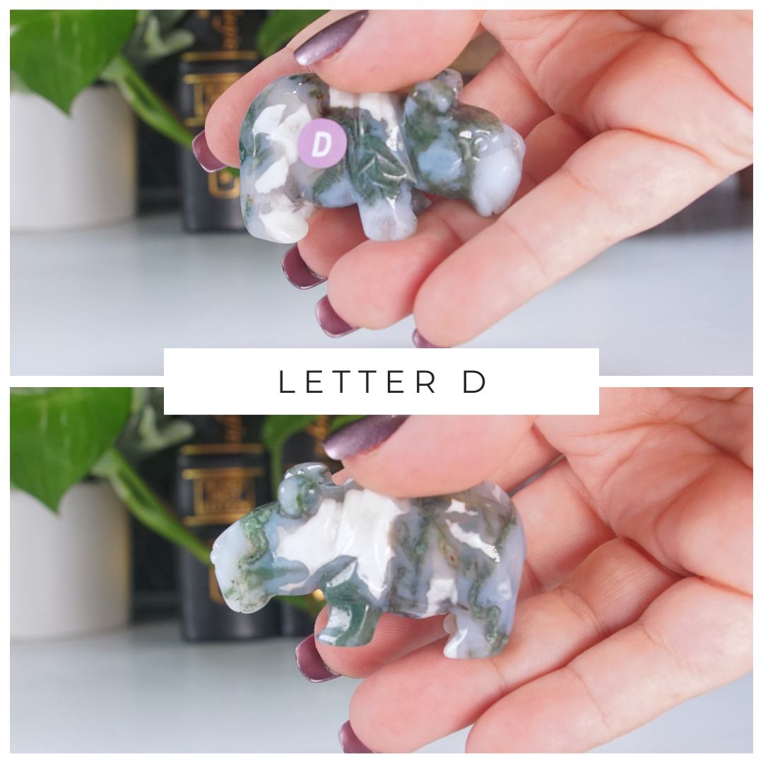 Moss Agate Small Hippo Carving | Pick Your Favorite