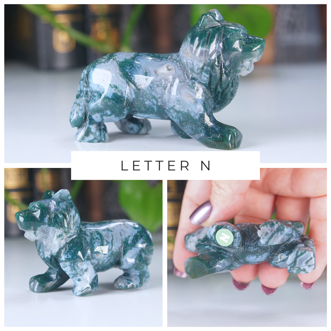 Moss Agate Small Wolf Carving | Pick Your Favorite
