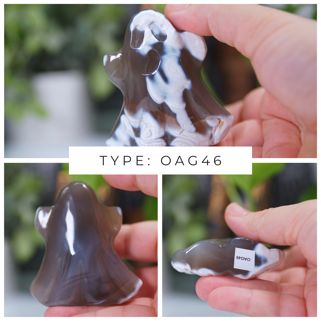 Orca Agate Blue Grey Ghost Carvings