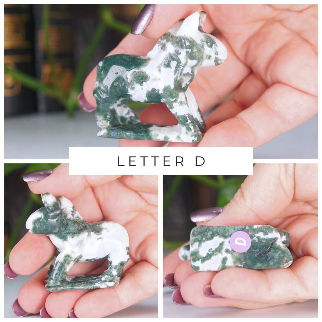 Moss Agate Small Donkey Carving | Pick Your Favorite