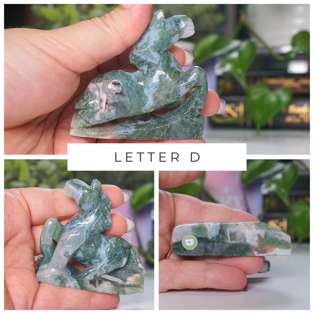 Moss Agate Small Horse Carving | Pick Your Favorite
