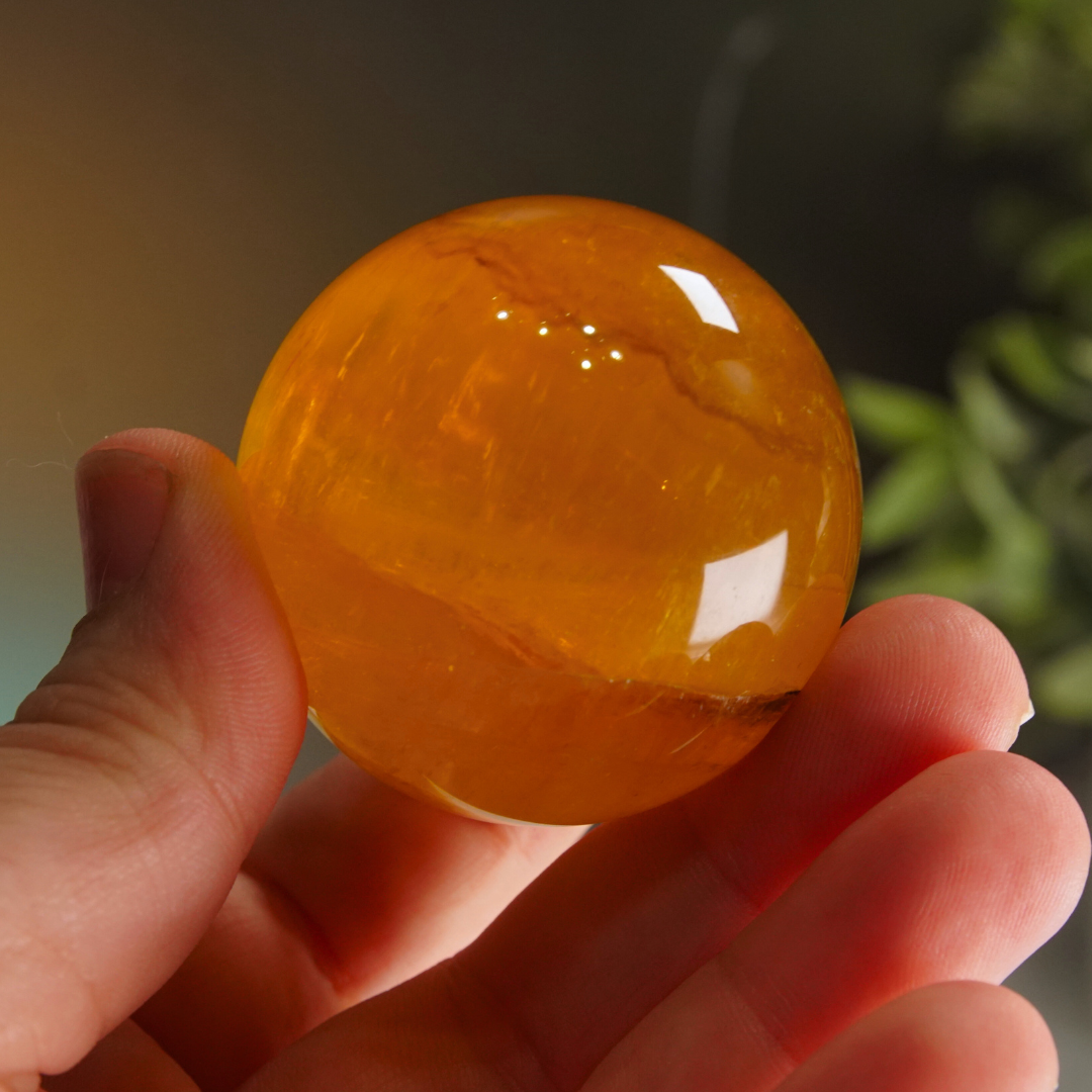 Yellow Fluorite With Mica Sphere | High Quality Glassy Fluorite (F)