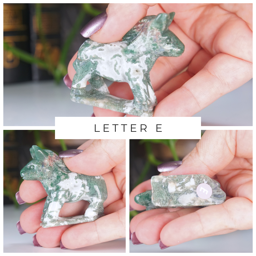 Moss Agate Small Donkey Carving | Pick Your Favorite