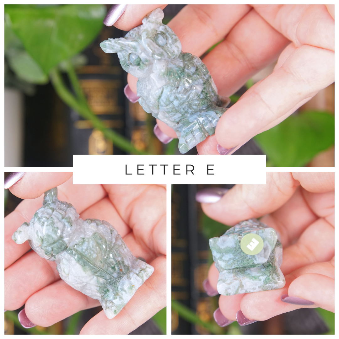 Moss Agate Small Owl Carving | Pick Your Favorite