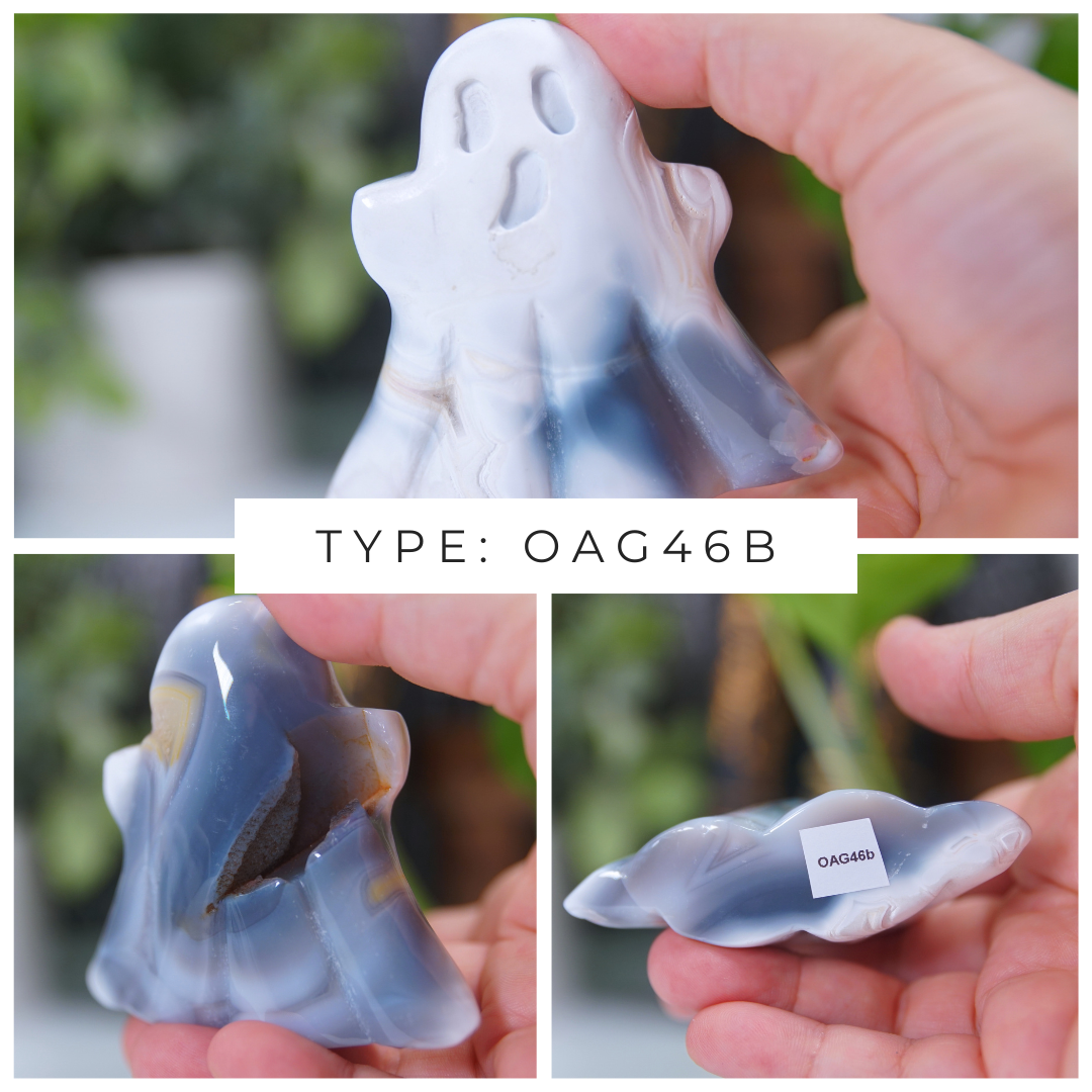Orca Agate Blue Grey Ghost Carvings