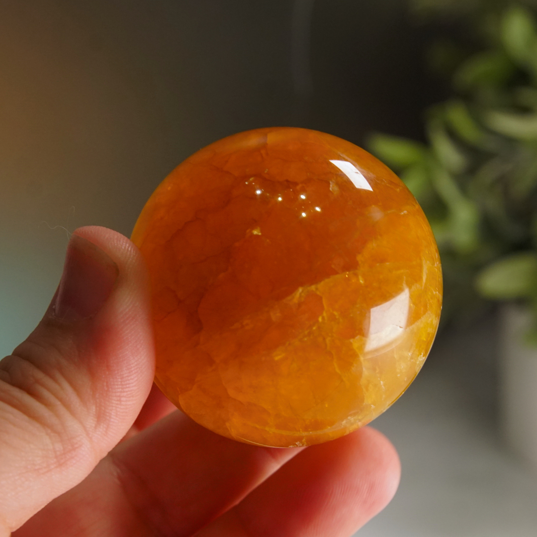 Yellow Fluorite With Mica Sphere | High Quality Glassy Fluorite (E)
