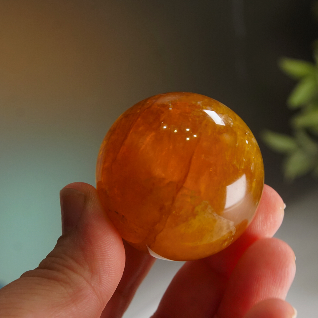 Yellow Fluorite With Mica Sphere | High Quality Glassy Fluorite (D)