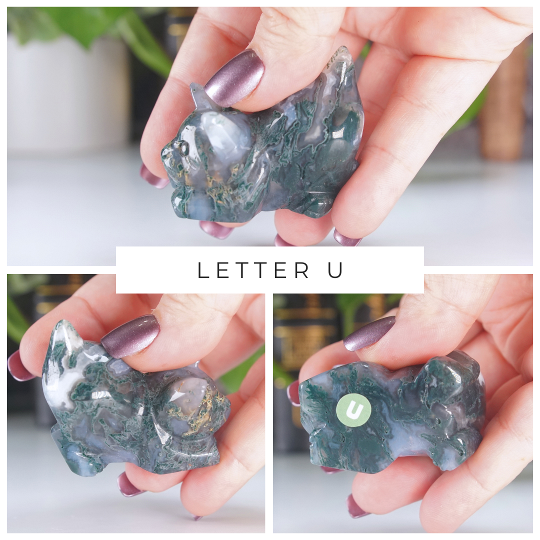 Moss Agate Small Cat Carving | Pick Your Favorite
