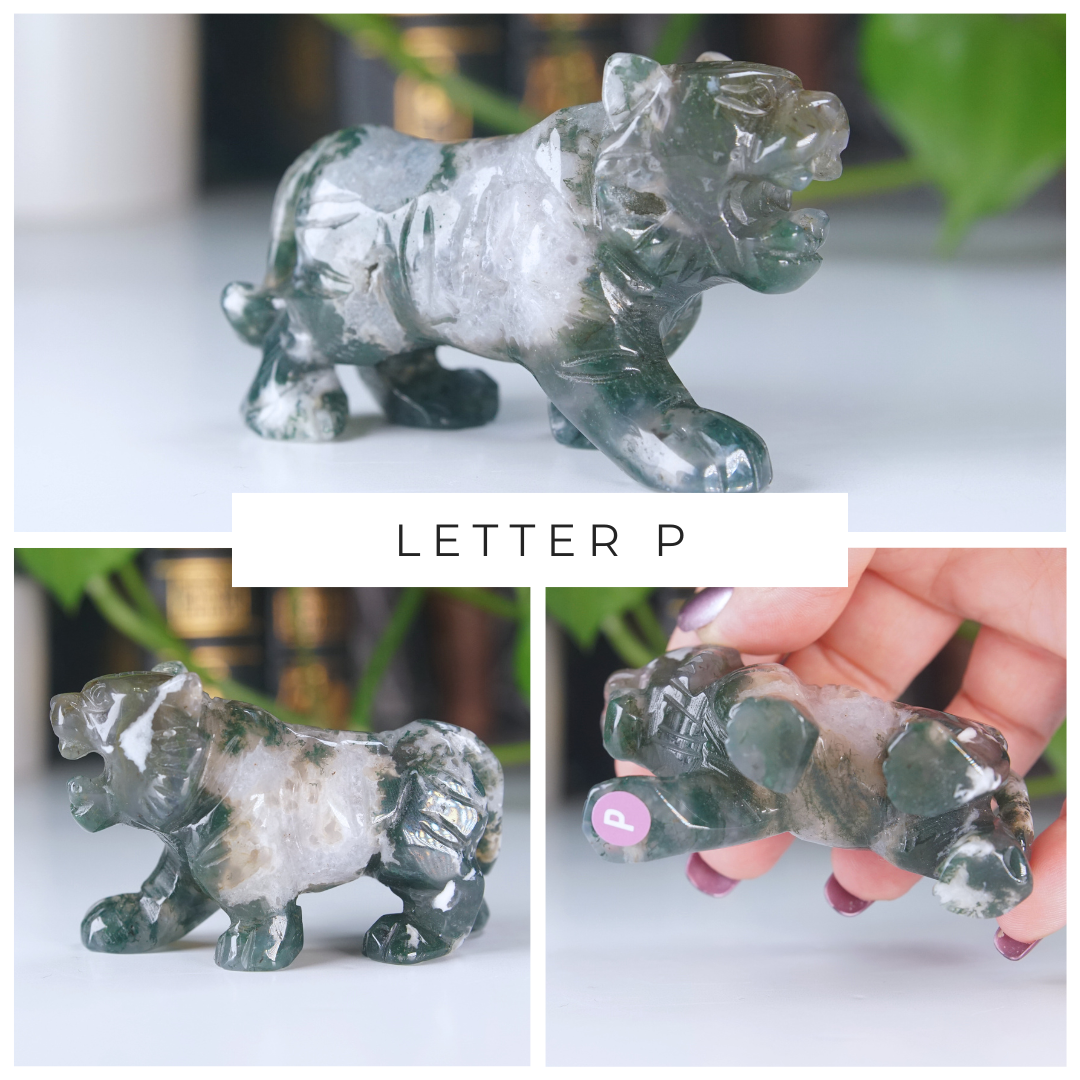 Moss Agate Small Tiger Carving | Pick Your Favorite