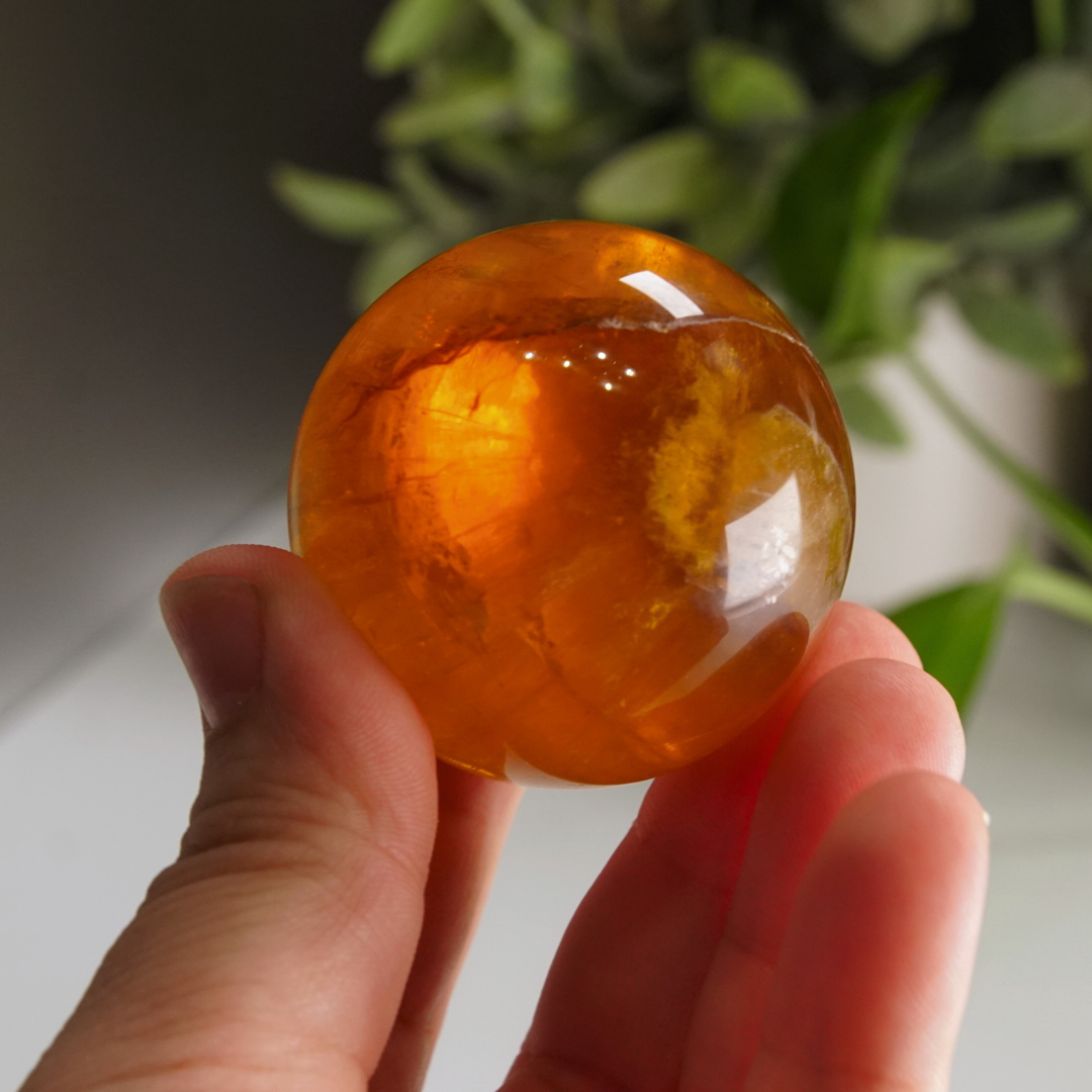 Yellow Fluorite With Mica Sphere | High Quality Glassy Fluorite (A)