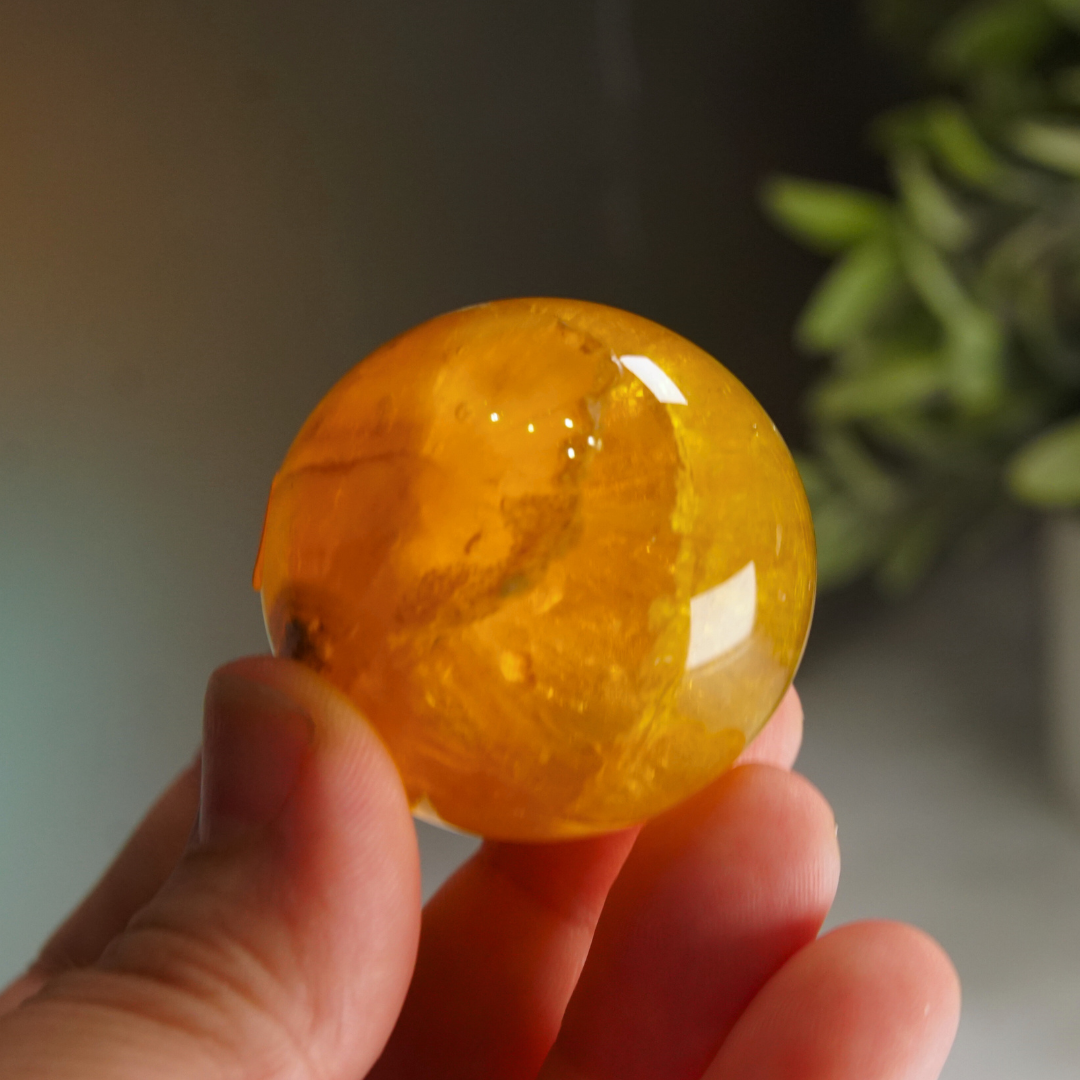 Yellow Fluorite With Mica Sphere | High Quality Glassy Fluorite (C)