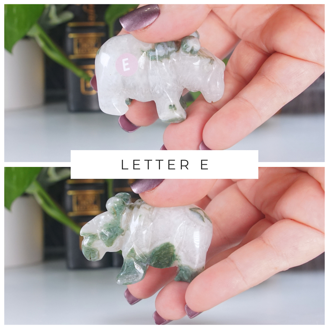 Moss Agate Small Hippo Carving | Pick Your Favorite
