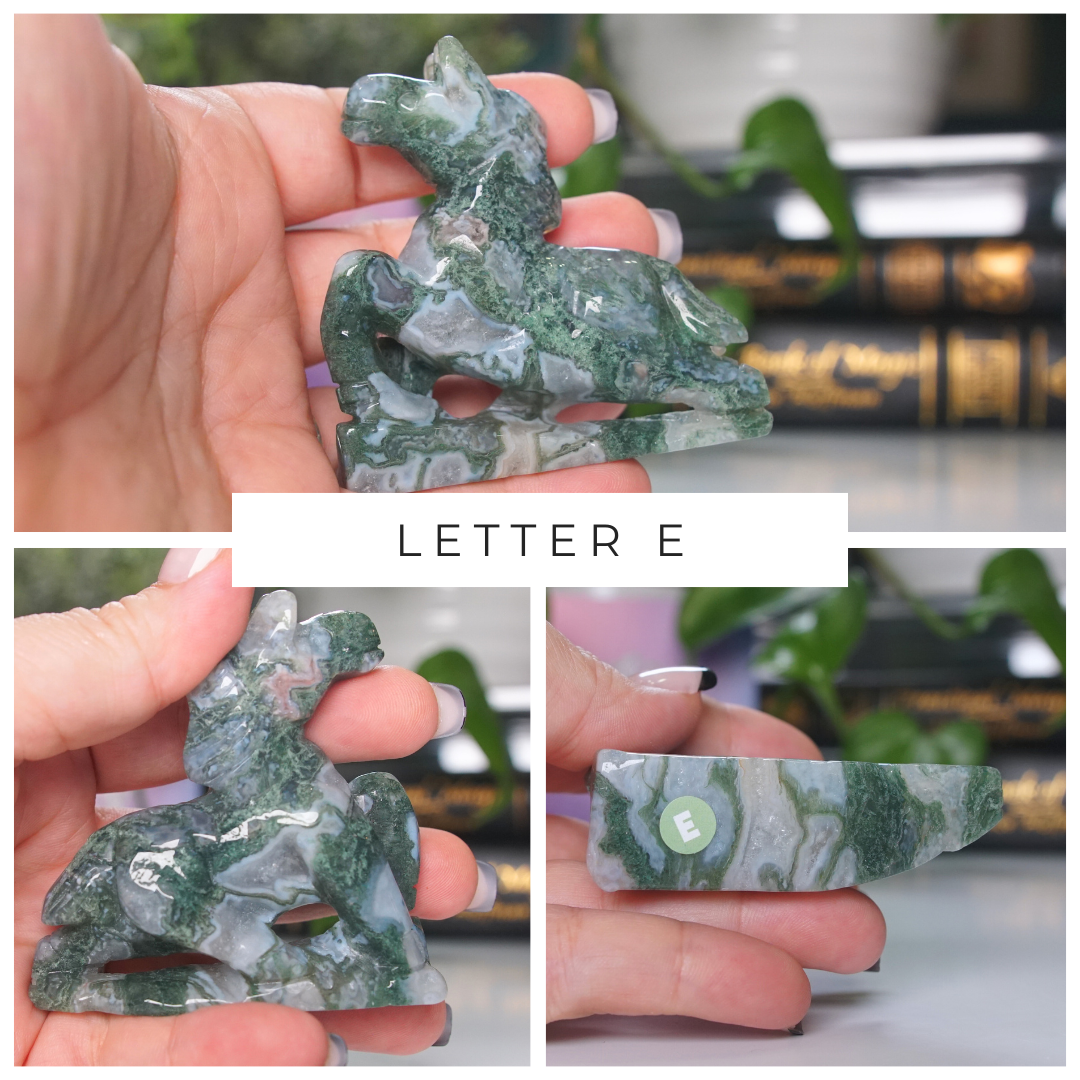 Moss Agate Small Horse Carving | Pick Your Favorite