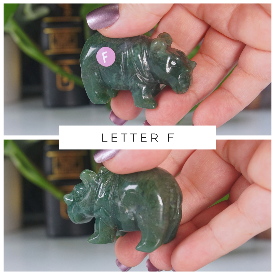 Moss Agate Small Hippo Carving | Pick Your Favorite