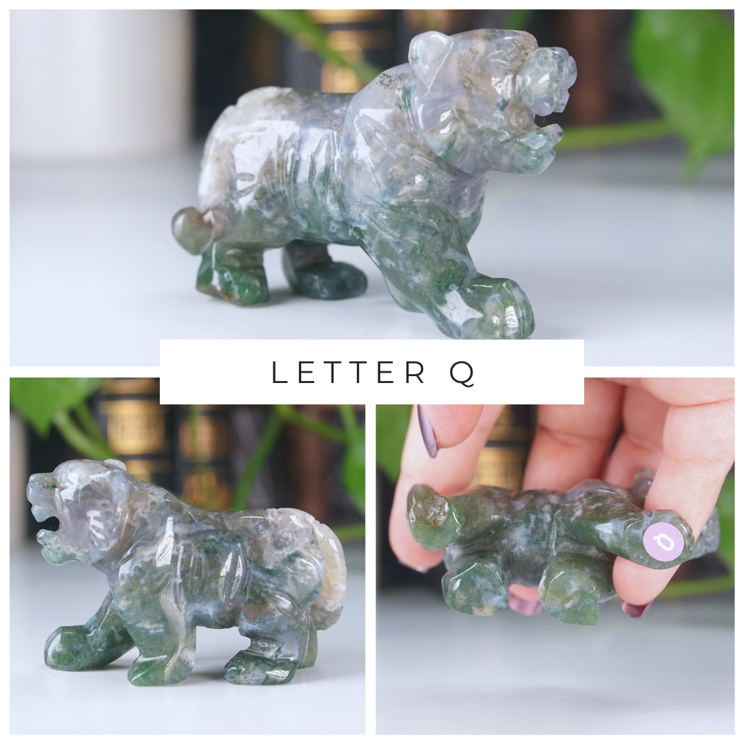 Moss Agate Small Tiger Carving | Pick Your Favorite